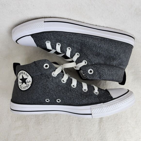 Converse All Star Mid Top Grey Canvas Lace Up Skate Shoes Size Mens 8 Women 10 - Picture 5 of 15